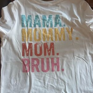Moms White Graphic Tee with Colorful Text new size medium